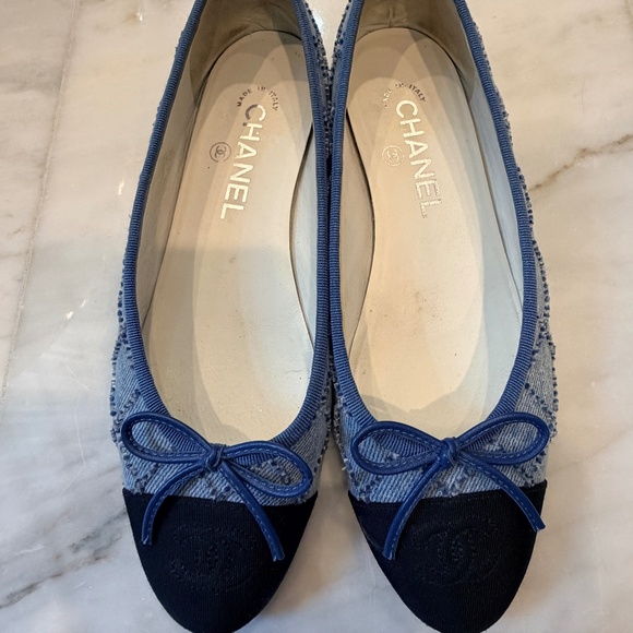 CHANEL Shoes - CHANEL Denim Quilted Ballet Flats 36 1/2